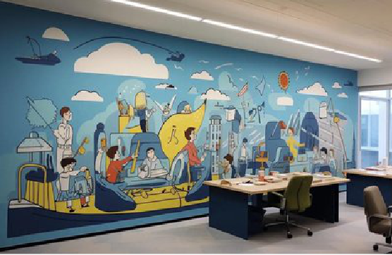 水富办公室墙绘的特点。